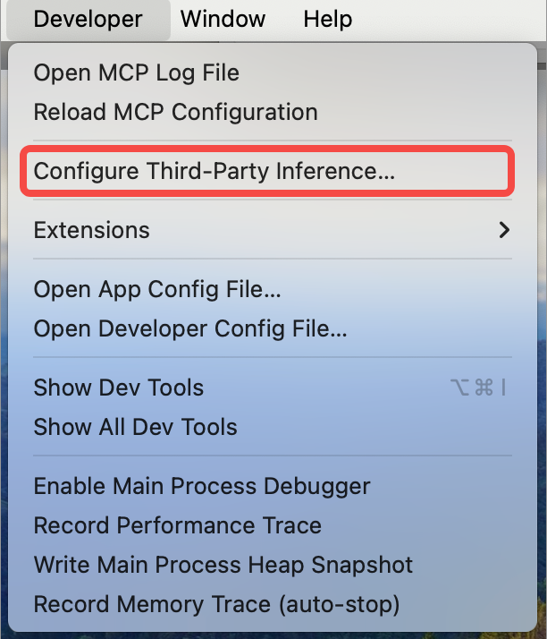 Open Configure third-party inference