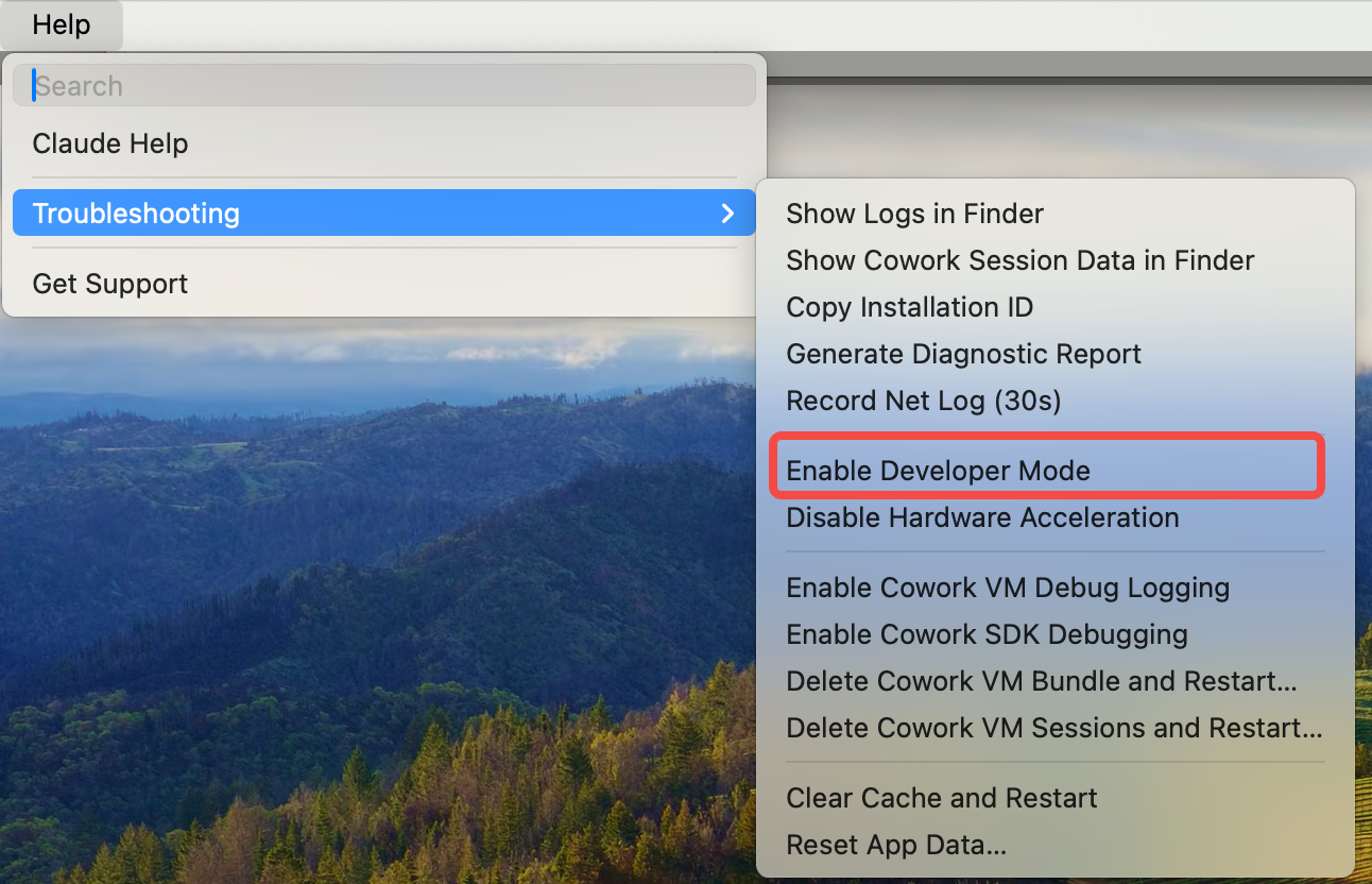Enable Developer Mode in Claude Desktop